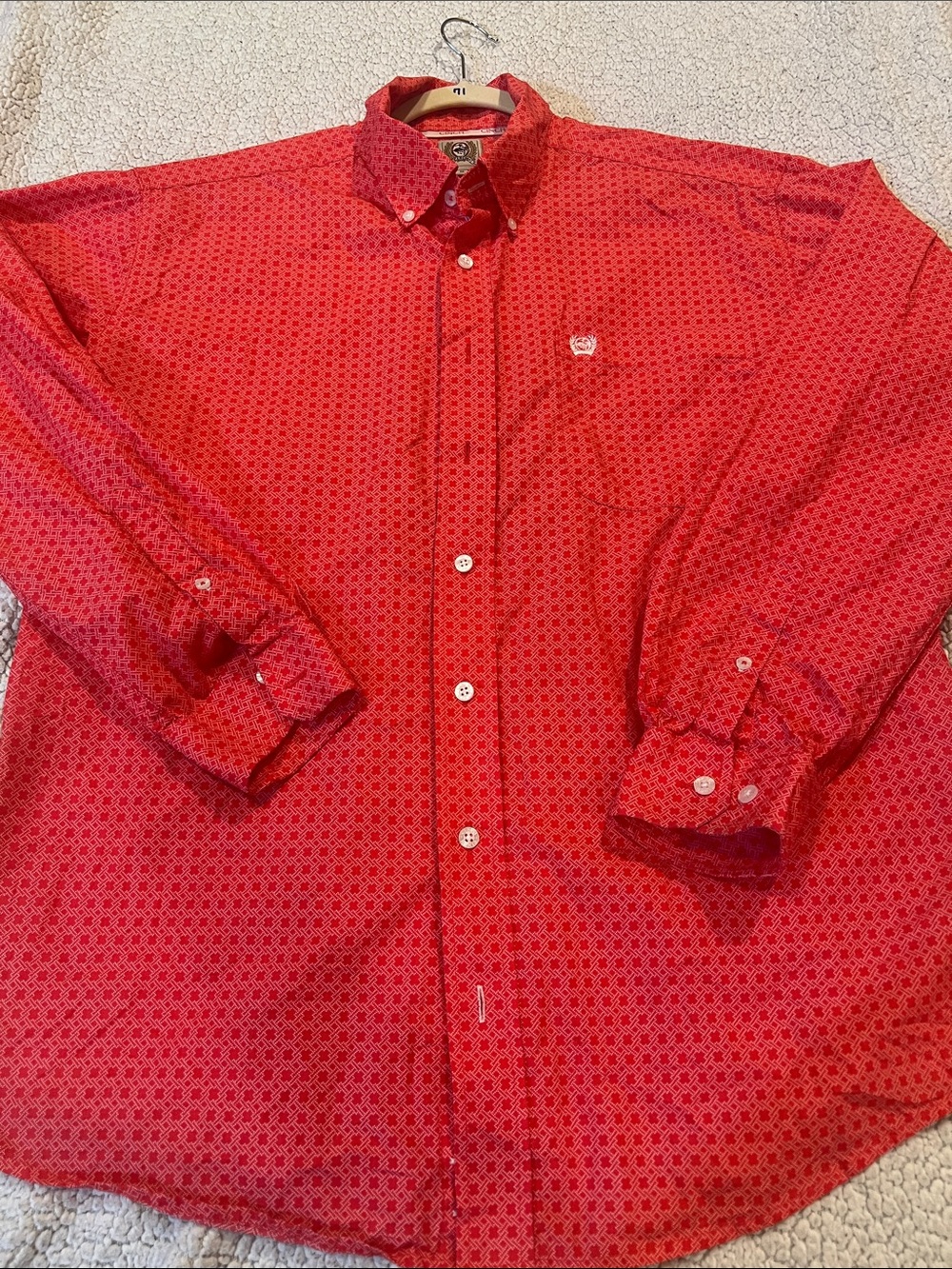 Cinch Red Patterned Button-Down Shirt